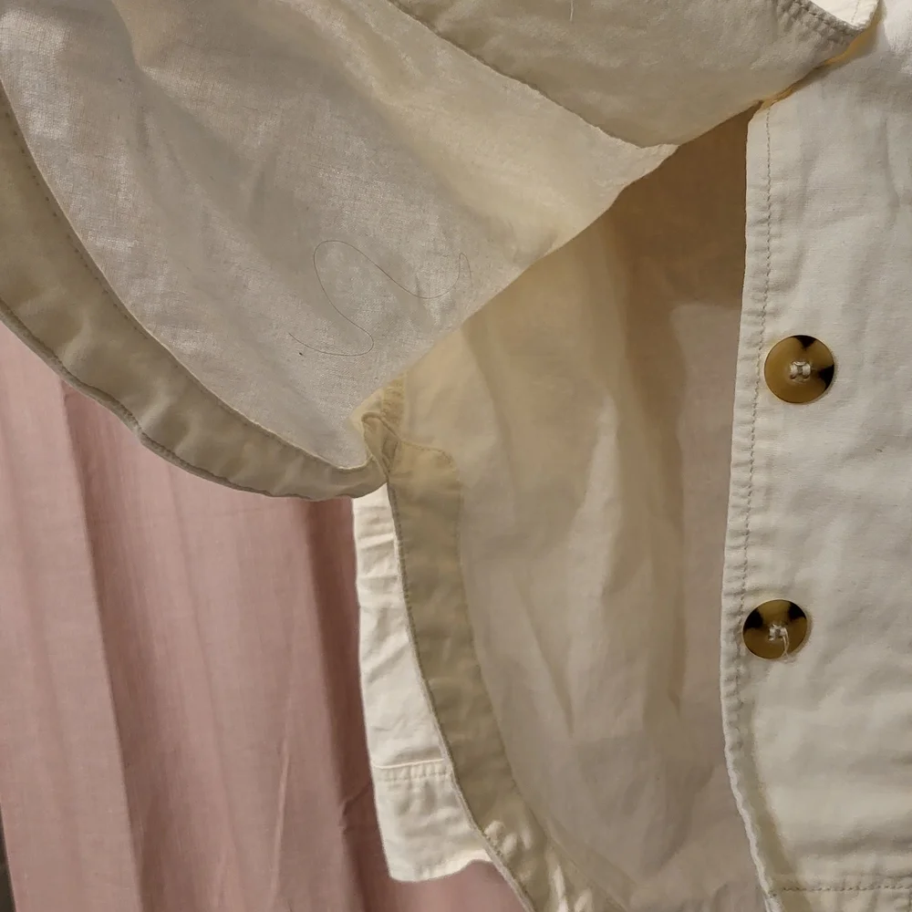 Free People Cream Gauzy Linen Blend Top - Picture 6 of 9